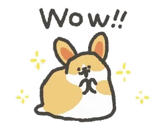 😮 fe366ba7 Wow!! chó, corgi, động vật, dễ thương, lấp lánh, wow, cảm thán telegram sticker