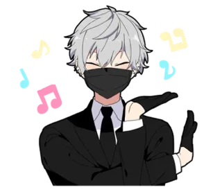 ⭐ 019d2993 Anime, Manga, Personaggio, Maschera, Guanti, Completo, Cravatta, Cartone animato telegram sticker