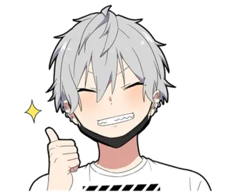 ⭐ 61f94cf5 Anime, Ragazzo, Pollice in su, Scintilla, Maschera telegram sticker