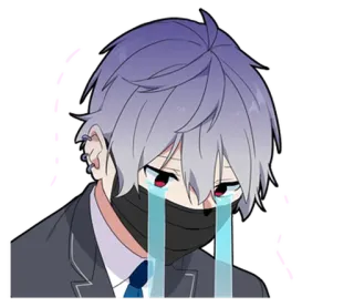 ⭐ 6fe4d330 Anime, Piangere, Triste, Personaggio, Capelli Grigi, Lacrime, Maschera telegram sticker