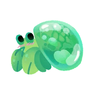 ✨ 58fa8b11 소라게, 게, 귀여운, 동물, 초록색, 해양생물 telegram sticker