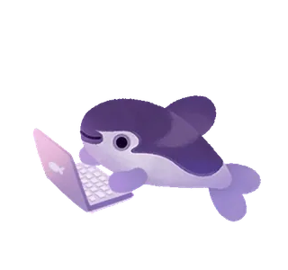 🐬 7661a183 orca, lumba-lumba, komputer, laptop, hewan, imut, ikan, kawaii telegram sticker