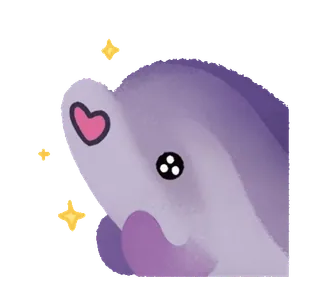 🐬 9ed56bee imut, kawaii, berkilau, binatang, ungu, merah muda, paus, hati telegram sticker