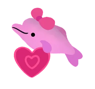 🐬 a87ddb29 lumba-lumba, merah muda, hati, imut, hewan telegram sticker