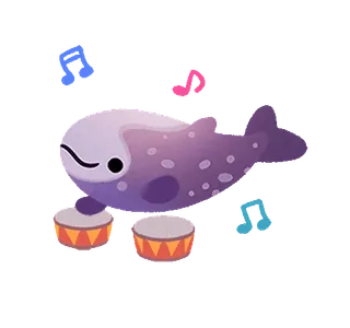 🐬 bc658ae7 paus, musik, drum, imut, hewan, kartun telegram sticker