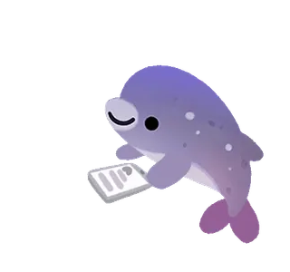 🐬 bcb760e7 lumba-lumba, hewan, laut, lucu, membaca telegram sticker