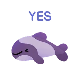 🐬 be809502 YES lumba-lumba, ya, imut, hewan, makhluk laut telegram sticker