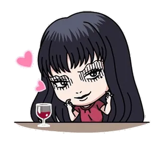 🧟‍♀ 24ea74d3 Аниме, Сердечки, Вино, Девушка, Мультфильм telegram sticker