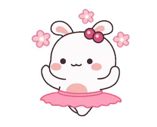 🌵 1ea9f985 토끼, 귀여운, 꽃, 토끼, 발레 telegram sticker