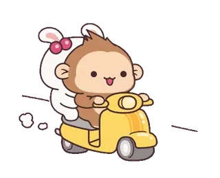 🌵 fea4ba3b 원숭이, 토끼, 스쿠터, 귀여운, 동물, 만화 telegram sticker