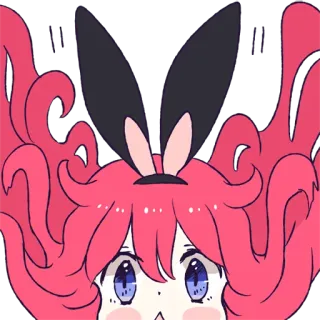 👿 731699d1 Anime, Hasenohren, pinke Haare, süß, Mädchen, Cartoon telegram sticker