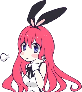 🙁 76a87578 Anime, Bunny Girl, Süß, Pinke Haare, Cartoon telegram sticker