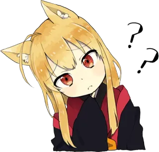 🤔 131c1010 อนิเมะ, มังงะ, คำถาม, การ์ตูน, น่ารัก, สับสน, สาวหูแมว, เคโมะมิมิ telegram sticker