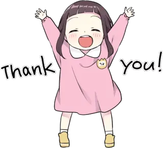 👍 147a75ef Thank you! thank you, cute, girl, cartoon, kawaii telegram sticker