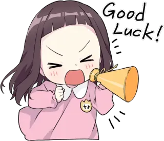 😫 248c3b40 Good Luck! good luck, cheering, anime, encouragement, cute, megaphone telegram sticker
