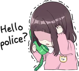 🚨 522eee28 Hello police? anime, girl, telephone, police, calling, sticker telegram sticker