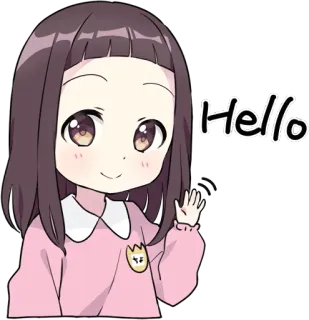 👋 606275d6 Hello girl, anime, cartoon, hello, greeting, waving telegram sticker