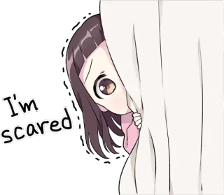 👀 d106a2db I'm scared scared, anime, girl, hiding, fearful, cute telegram sticker