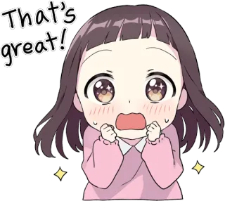😍 e0171a97 That's great! anime, happy, girl, excited, cute, sparkles telegram sticker