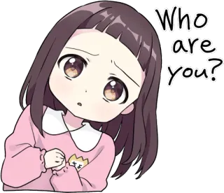 🤨 e8c683b0 Who are you? anime girl, question, confused, cute, sticker, cartoon, manga telegram sticker