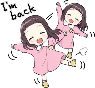 👋 ffb41ea4 I'm back cartoon, happy, cute, returning telegram sticker