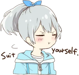 😒 070555b4 Suit yourself. cartoon, cute, girl, anime, expression, blush whatsapp sticker