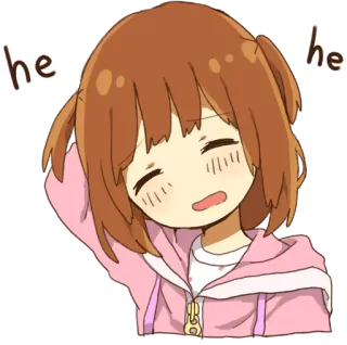 😅 17652443 he he anime girl, cartoon, cute, kawaii, sleepy, relaxed whatsapp sticker