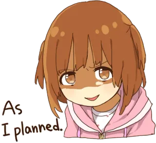 😈 3eabb832 As I planned. anime, manga, smug, plotting, cartoon whatsapp sticker