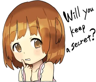 🤫 4e36cd06 Will you keep a secret? anime girl, secret, question, cute, manga, cartoon, shy whatsapp sticker