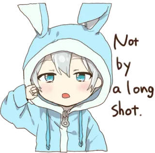 😠 6f6f7897 Not by a long shot. anime, sticker, cartoon, bunny, blue, cute whatsapp sticker