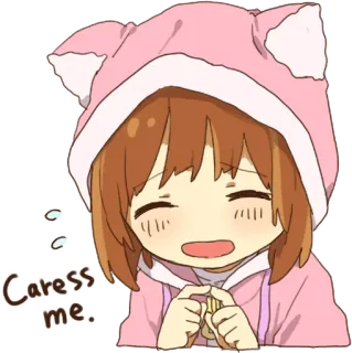 😍 73cc6e2d Caress me. anime, cute, kawaii, cat ears, pink, begging, pleading whatsapp sticker