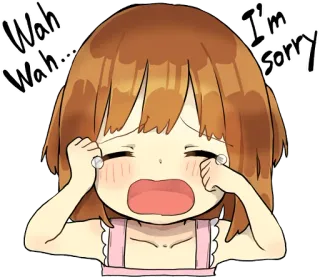😭 92f67df2 Wah Wah... I'm sorry crying, sad, apology, tears, cartoon, anime whatsapp sticker