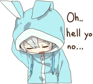 😪 9384feeb Oh.. hell yo no... anime, bunny, tired, exhausted, slang whatsapp sticker