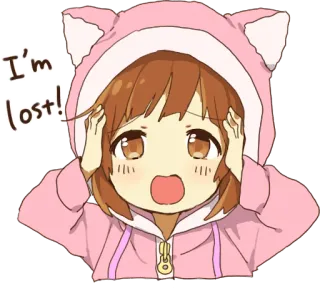 🤯 a9c7d44f I'm lost! anime, cat, cute, lost, kawaii, girl, hoodie whatsapp sticker