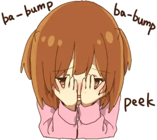 👀 dc5e51c0 ba-bump peek anime girl, peek-a-boo, cute, animation, emotions, shy, hiding whatsapp sticker