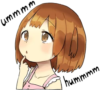 🤔 e5350c10 ummmm hummmm anime, girl, thinking, cute, um, hum whatsapp sticker