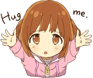 ❤️ e76be675 Hug me. anime, cartoon, hug, cute, girl whatsapp sticker