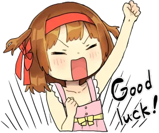 👍 f17d7502 Good luck! anime, character, good luck, cheer, illustration whatsapp sticker