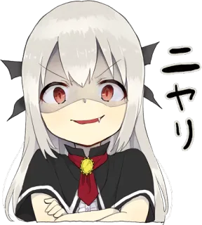 😈 11820fee ニヤリ anime, chibi, vampire, smirk, red eyes, cartoon, cute whatsapp sticker