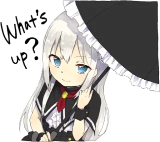 👋 3882fe44 What's up? Anime, Dziewczyna, Parasol, Słodkie, Chibi, Pozdrowienia, Białe Włosy, Niebieskie Oczy telegram sticker