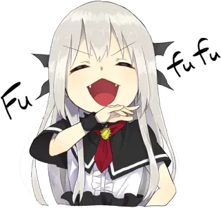 😂 4be1dc16 Fu fu fu anime, kreskówka, wampir, dziewczyna, chibi, śmiech, słodki telegram sticker