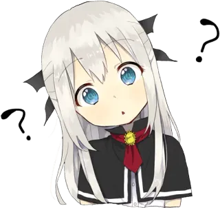 🤔 527aefa6 anime, słodkie, znak zapytania, zmieszany, dziewczyna, kreskówka telegram sticker
