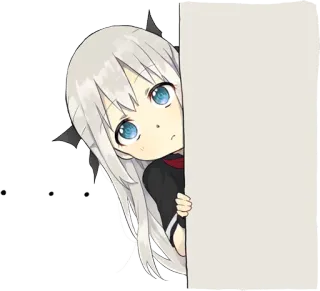 👀 b5fd615a Anime, Dziewczyna, Chibi, Słodki, Podglądanie, Ilustracja telegram sticker