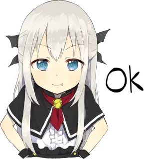 👍 cb402b42 Ok Anime, Chibi, Słodkie, Dziewczyna, Okay, Zgoda telegram sticker