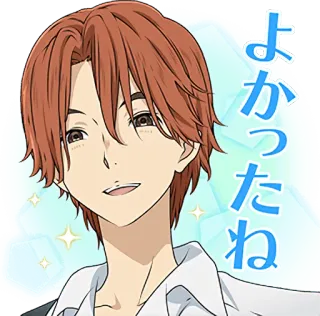 👍 10e8f1be よかったね アニメ, 男の子, 幸せ, キラキラ telegram sticker