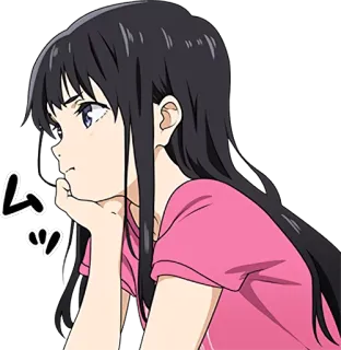 🤔 61cac207 ム アニメ, 女の子, 物思い, 考え事, かわいい telegram sticker