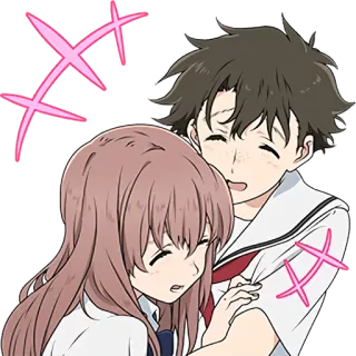 ☺️ 7c193a5b A Silent Voice アニメ, マンガ, キャラクター, ハグ, 友情 telegram sticker