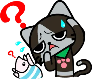 🤔 6a52a65c gatto, pesce, domanda, confuso, sticker, cartone animato telegram sticker