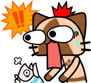 😱 79603732 gatto, pesce, spaventato, scioccato, cartone animato, carino telegram sticker