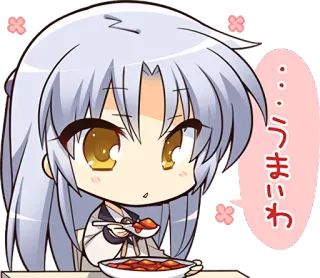 👍 0469a7a4 うまいわ Anime, Chibi, Kawaii, Makanan, Makan telegram sticker